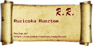 Ruzicska Rusztem névjegykártya